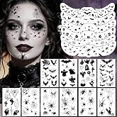 JEEFONNA 16 Sheets Halloween Spider Bat Freckles Face Temporary Tattoos | JEEFONNA 16 Sheets Halloween Spider Bat Freckles Face Temporary Tattoos, 2026 Halloween Makeup Tattoos Costumes Accessories