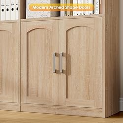 FACBOTALL Bookshelf and Bookcase with Doors, 6 Tier