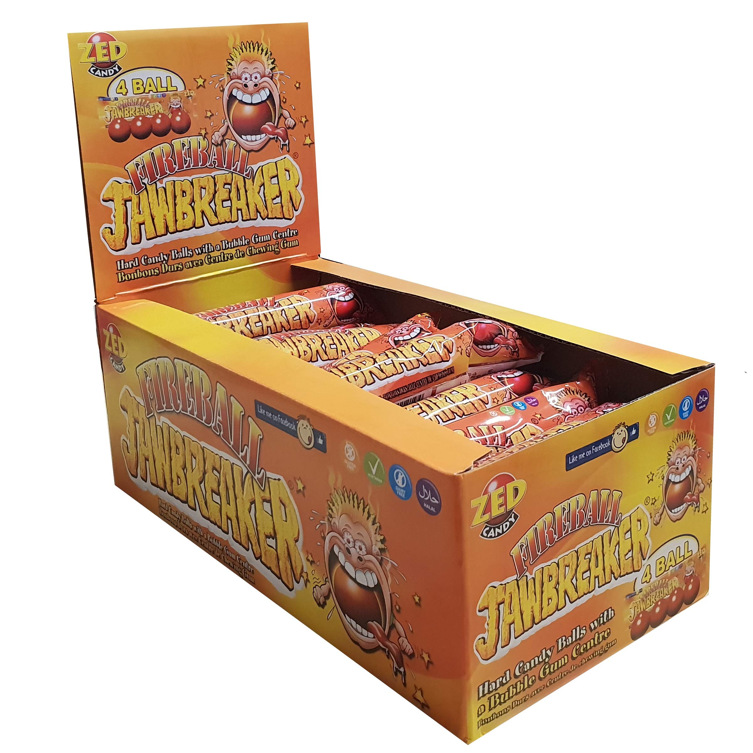 Fireball Hot Jawbreaker Balls 4 Packs Zed Candy Novelty Bubblegum Sweets (Pack of 30)