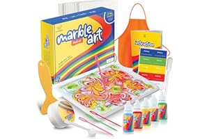 CRAFTBUD Marble Painting Kit - Kids Art, Water Marbling Paint Kit for Kids Ages 8-12 Girls & Boys, Fun Activity Water Marbling Paint Art Kit for Kids, 5 Paint Colors, Perfect Kids Gift for All Ages