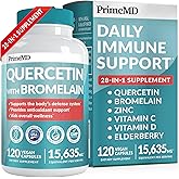 28-in-1 Quercetin with Bromelain Supplement for Daily Immune Defense Support - Quercetin with Vitamin C and Zinc for Adults Enriched with Vitamin D and Elderberry (120ct)