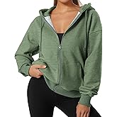 GIVON Women's Oversized Fleece Zip Up Hoodie Y2k Clothes Lightweight Long Sleeve Hooded Sweatshirt with Pockets