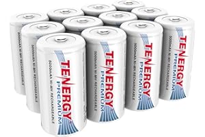 Tenergy Premium C Size 5000mAh High Capacity High Rate NiMH Rechargeable Batteries, 12 Pack