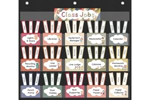 Jercecy Class Jobs Pocket Chart for Classroom, Bulletin Board for Teacher's Helper,Class Management Educational Pocket Chart with Teacher Classroom Must Haves Classroom Supplies