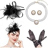 TUBIAN Fascinators Hats for Women Tea Party Hat with Feather for Kentucky Derby Cocktail Fancy Dress Party