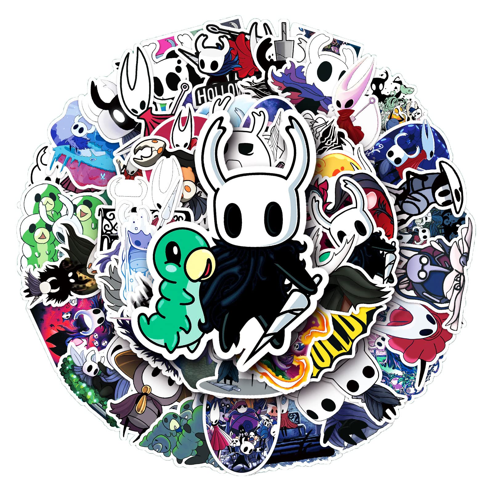 50 Pcs Hollow Knight Stickers for Kids Teens Adults Boys Girls Gift,Stickers Pack for Laptop,Skateboard,Luggage,Car,Bike, Cup,Computer,Water Bottle Decor,Cartoon Game Vinyl Waterproof Sticker Decals