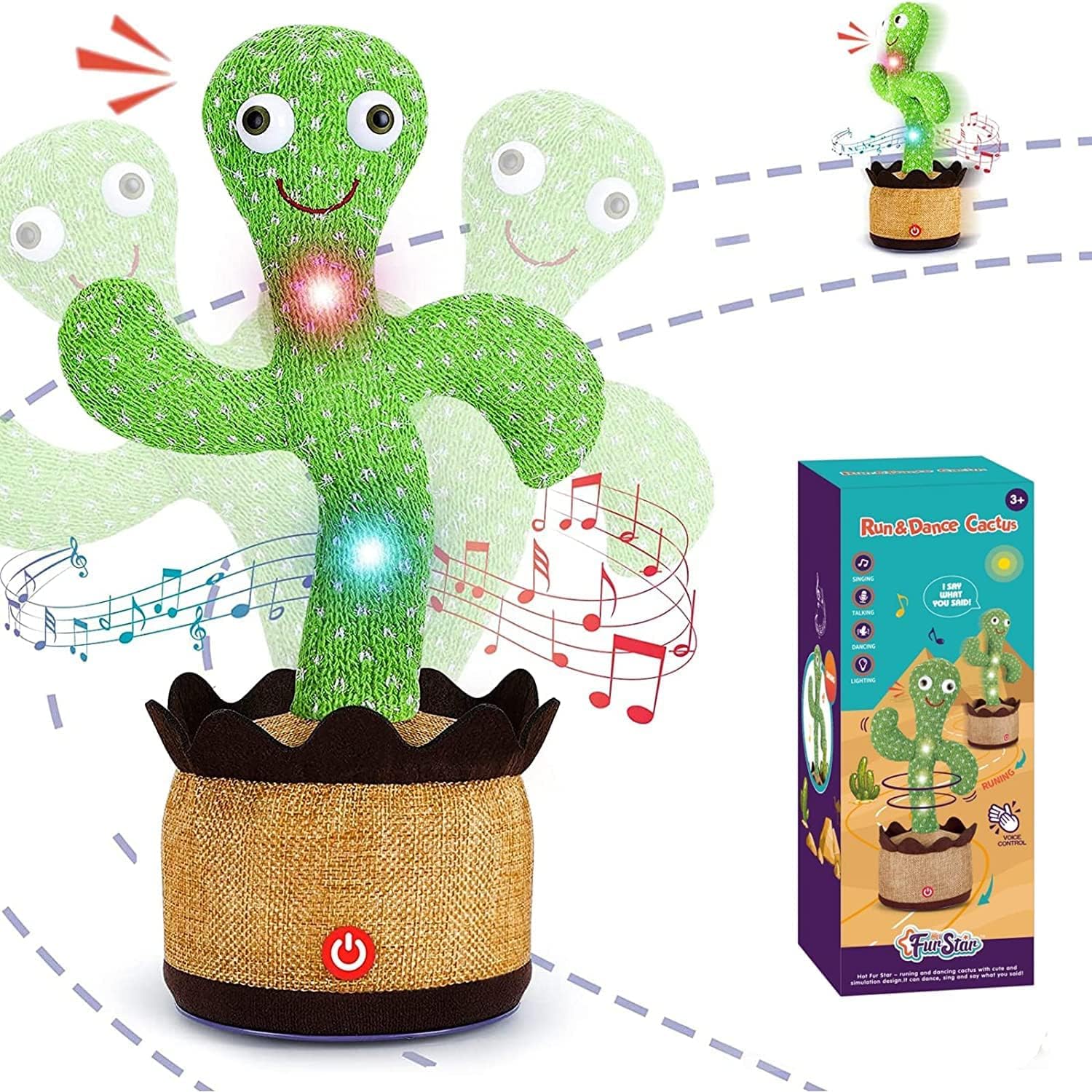 SHAVINGFUN Talking Cactus Toy - Singing and Voice Recording Plush That Repeats What You Say - Educational Learning Toy for Babies