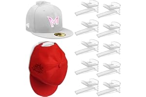 Diamerd Hat Rack for Wall (10-Pack) - Hat Racks for Baseball Caps, Adhesive Hat Hooks for Wall, No Drilling Hat Organizer Cowboy Hat Holder, Hat Hanger (Transparent)