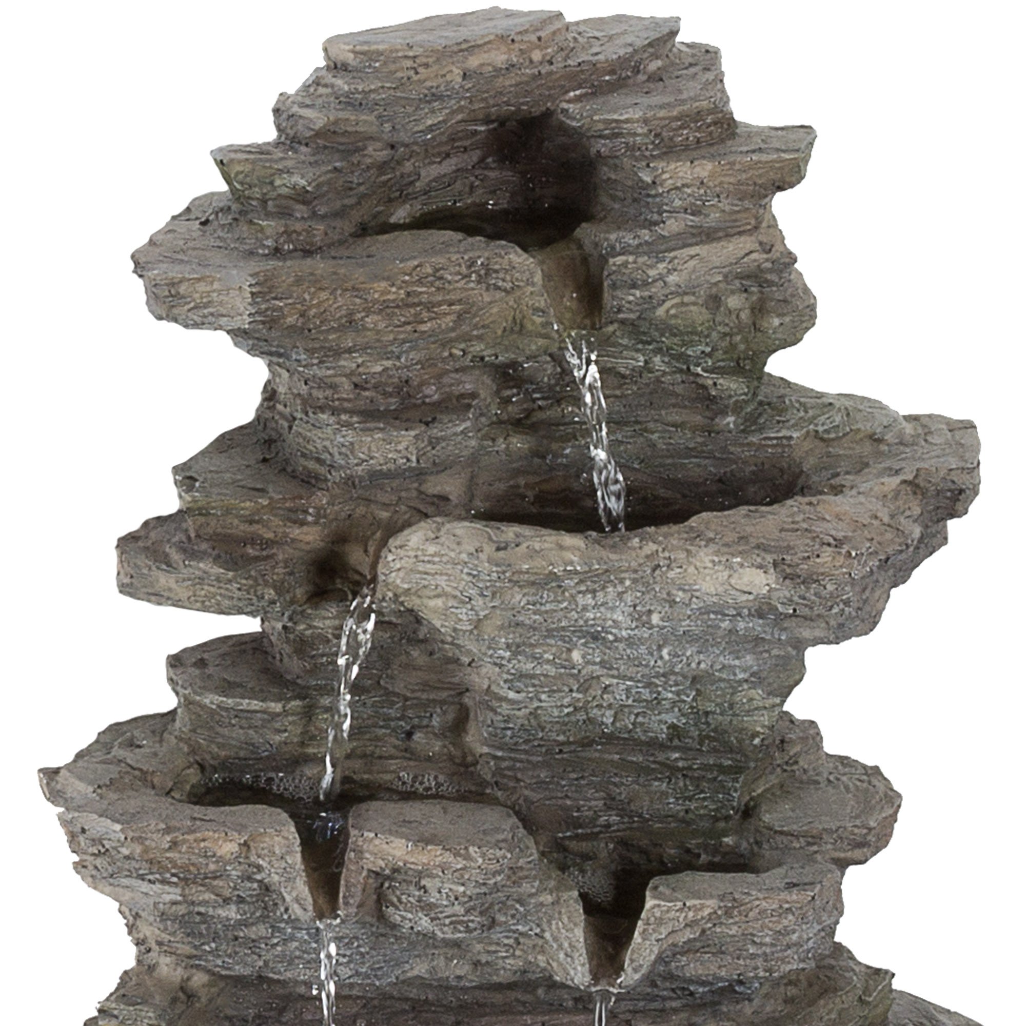 Tabletop Water Fountain with Cascading Rock Waterfall and LED Lights
