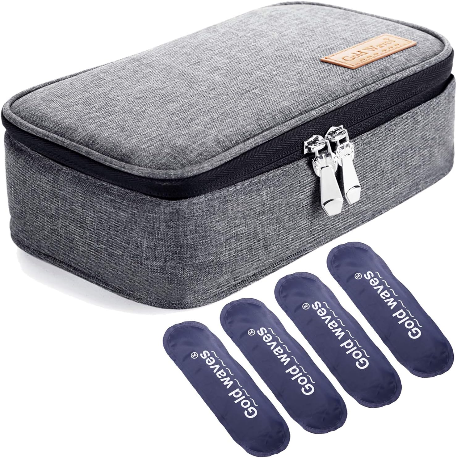 Insulin Travel Cooler Bag, Diabetic Organizer Medical case with ice Pack - Travel Kits Medical Cooler Epipen Case Portable and Reusable Grey (Medium): Health & Personal Care