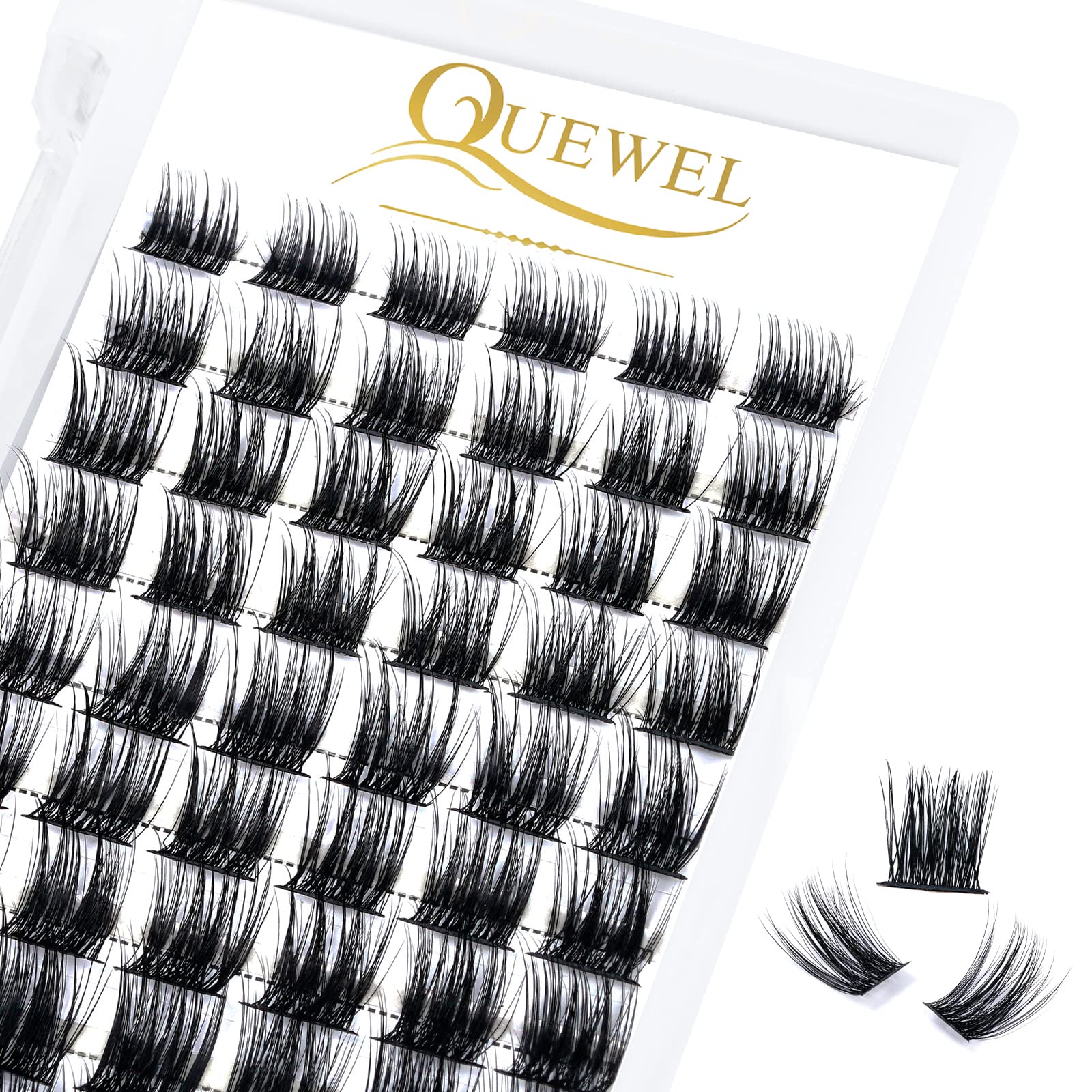 QUEWEL Cluster Lashes 72 Pcs Wide Stem Individual Lashes C/D Curl 8-16mm Length DIY Eyelash Extension False Eyelashes Soft for Personal Makeup Use at Home (Lovely02-C-MIX8-16) — image 1