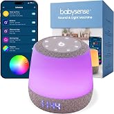 Babysense Baby Sound Machine with Night Light for Sleeping - Smart Portable Nursery White Noise Machine for Babies &amp; Kids, Free App, No Subscription, 28 Sounds, Ok-to-Wake Alarm Clock, Sleep Timer