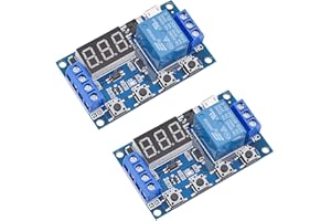 VALEFOD [2 Pack] DC 6-30V Timer Relay Programmable Delay Relay Module Cycle Timer with LED Display / 5V Micro USB, Smart Home Controller