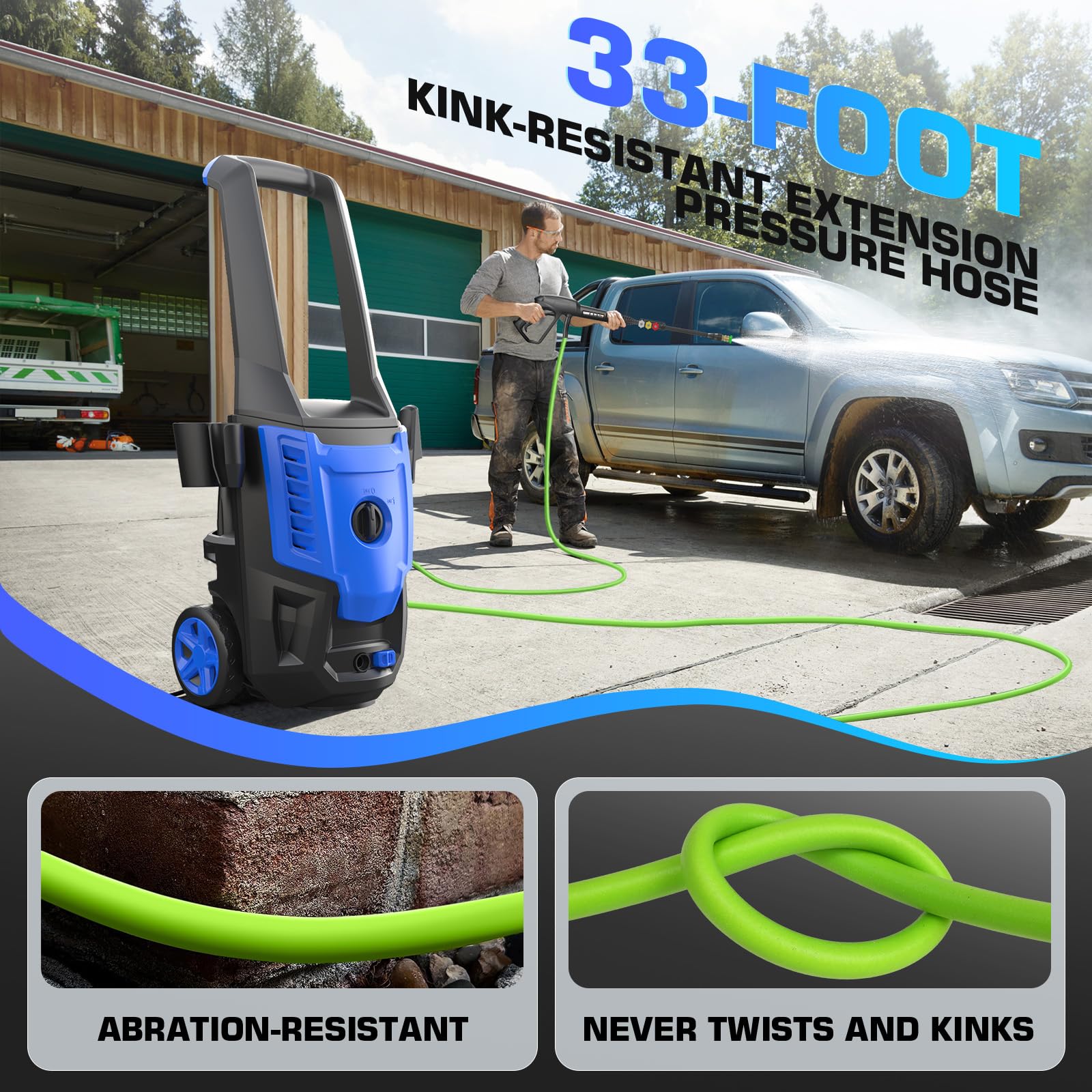 Professional Pressure Cleaner 5000PSI, 4.0GPM Portable Power Cleaner with 4 QC Nozzles and Soap Bottle, Cleaner Machine for Cars/Home/Driveways/Patios/Decks/Fences (Blue)