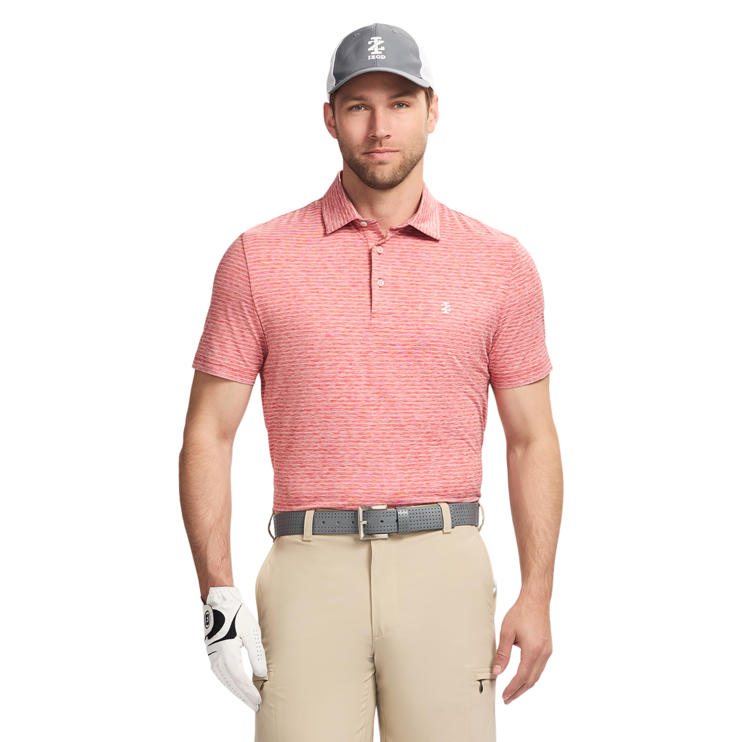IZOD Men's Swingflex Elite Short Sleeve Golf Polo, Holly Berry, X-Large Image