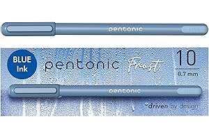 Pentonic Ballpoint Pens, 10 Count, Frosted Pale Blue Barrel with Blue Ink, 0.7 mm Fine Point, Smooth Writing For Journaling & Note Taking (PEN13085)