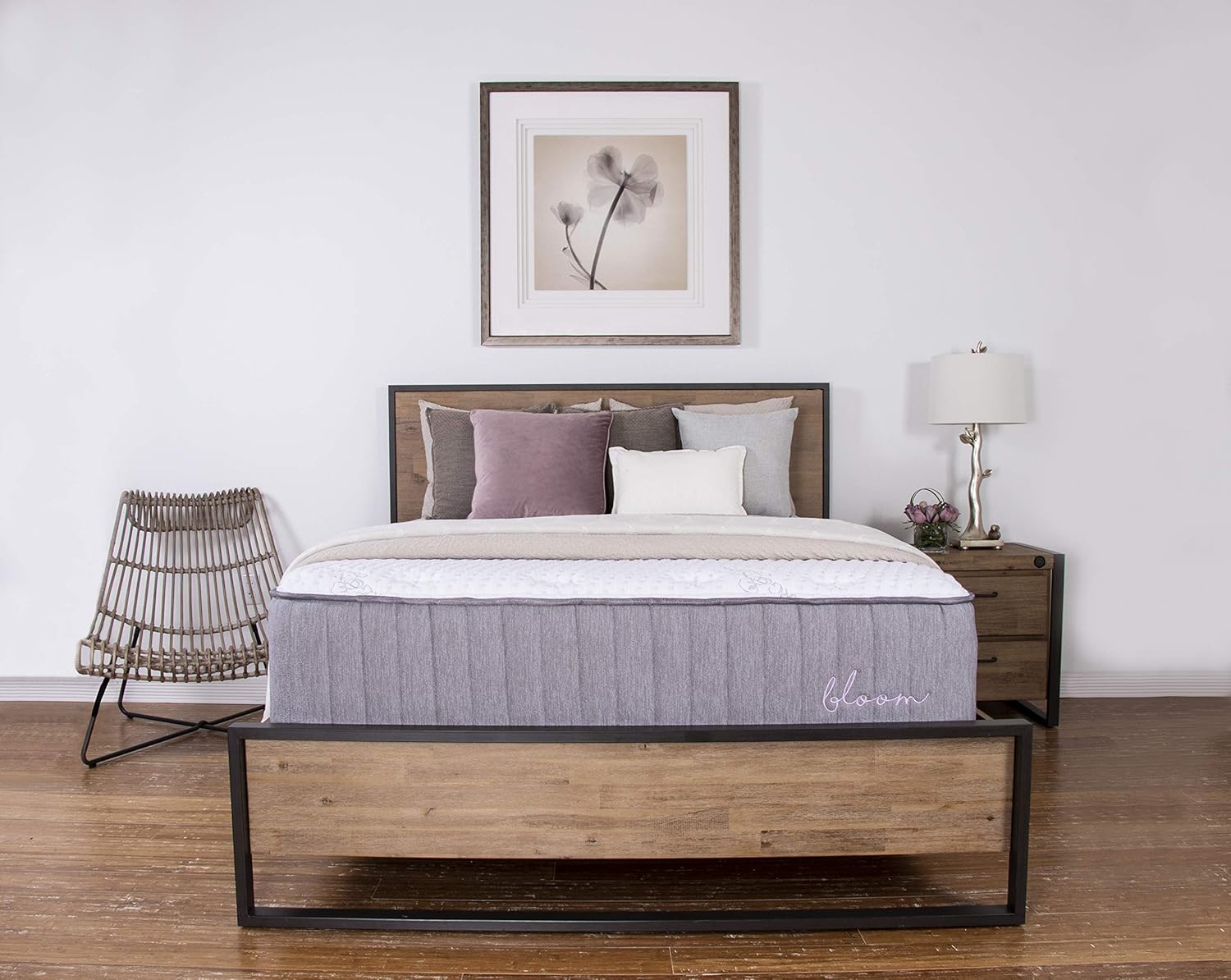 Brooklyn Bedding Bloom 14-Inch Talalay Latex Hybrid Mattress with Organic Cotton Cover, Queen Firm