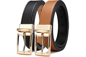 CHAOREN CR Reversible Belt for Women, CR 1.25" Womens Leather Belt for Jeans Pants Black & Brown, Trim to Fit