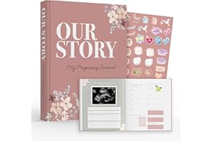 OAKWOOD AND CO. Pregnancy Journal Baby Book – 11” x 8.5” Hardcover Keepsake with Lay-Flat Binding, 3 Sticker Pages, Gift for Expecting Moms, First-Time Mom, Pregnancy Memory Book