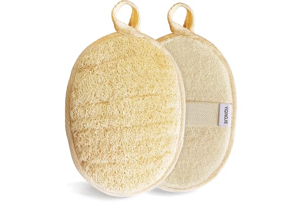 Natural Loofah Sponge Exfoliating Body Scrubber (2 Pack),Made with Eco-Friendly and Biodegradable Shower Luffa Sponge, Loofah