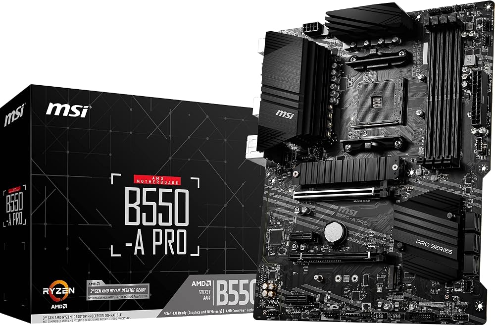 MSI B550-A PRO Motherboard ATX AM4 Ryzen 3rd Gen DDR4 4400MHz PCIe 4.0 M.2 Gen4