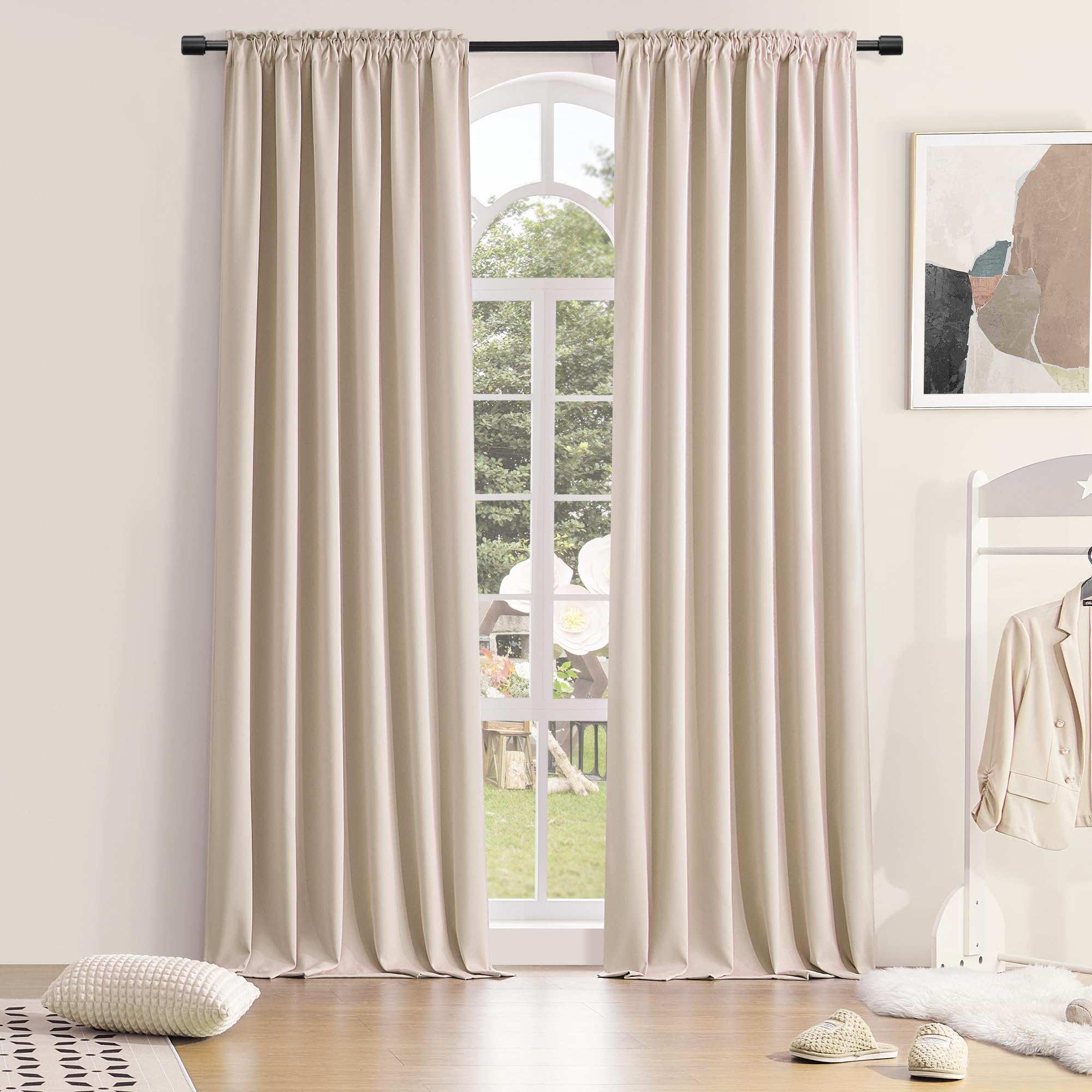 Photo 1 of DONREN 108 Inch Length Warm Taupe Curtain Panels/Drapes for Living Room Solid Energy Efficient Room Darkening Bedroom Curtains Thermal Insulated W 60 x L108 inch