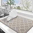 WISELIFE Dish Drying Mat Super Absorbent Drying Mat Large Dish Drying Mats for Kitchen Counter Easy Clean Dish Mat Kitchen Drying Mat16"x 24" Stylish Khaki