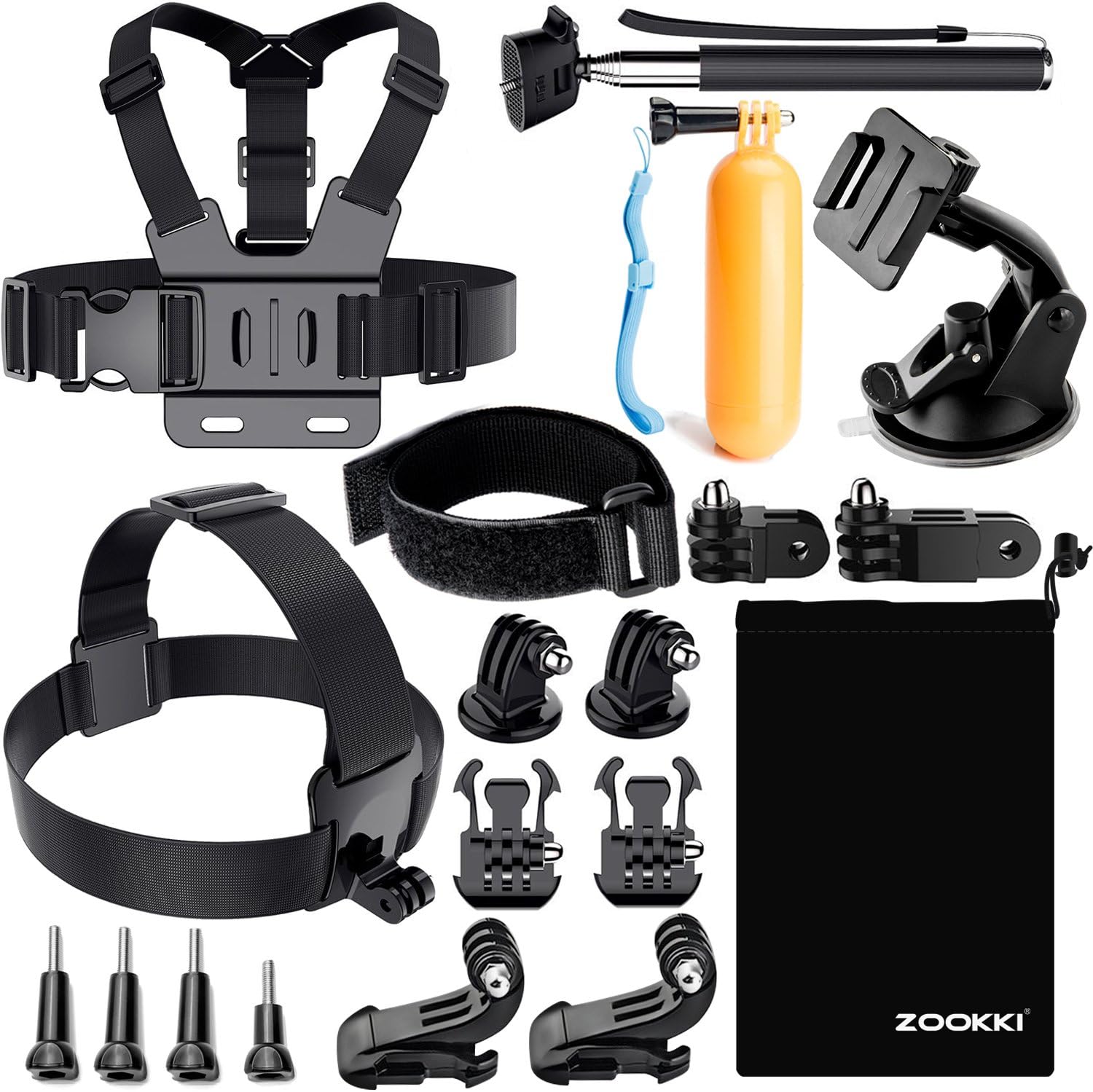Zookki Ultimate Combo Accessories Bundle Kit for GoPro Hero 4 3+ 3 2 1 Black Silver Accessory Kit for GoPro 4 3+ 3 2 1 SJ4000 SJ5000 SJ6000 in Parachuting Swimming Rowing Surfing Skiing Climbing Running Bike Riding Camping Di
