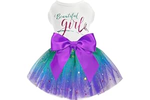 Sebaoyu Dog Dresses for Small Dogs, Summer Spring Girl Dog Clothes, Pink Puppy Dress, Chihuahua Yorkie Dress, Pet Clothing Dog Clothes Outfit Cat Apparel (Mermaid, Large)