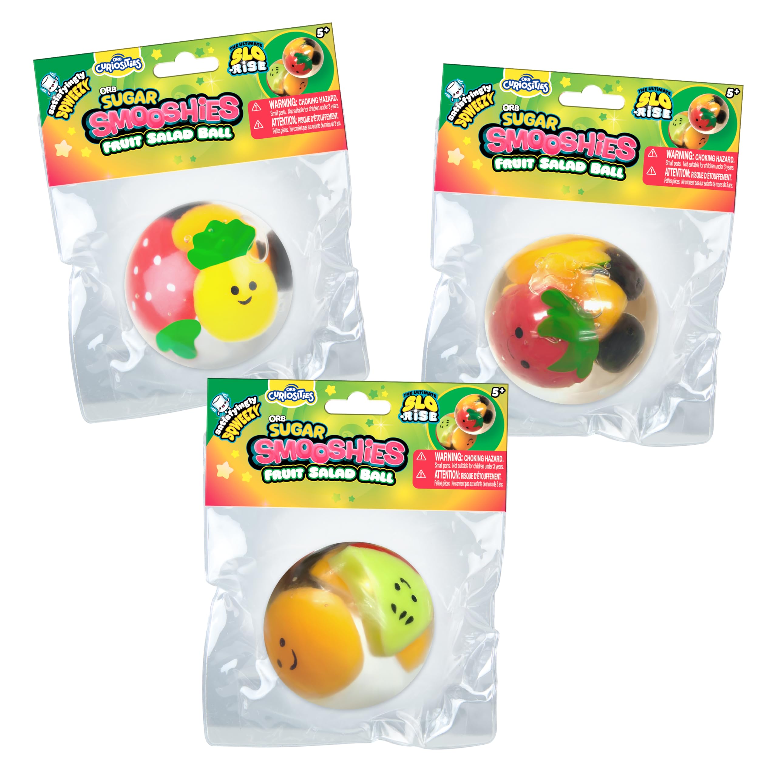 Photo 1 of |**1 PACK, USED** ORB Curiosities Fruit Salad Sugar Smoosh Slow Rise Sugar Ball - Squishy, Stretchy, Fruit Filled Stress Ball Squishy for Play and Stress Relief - Sugar Ball Fidget Toys for Kids and Adults