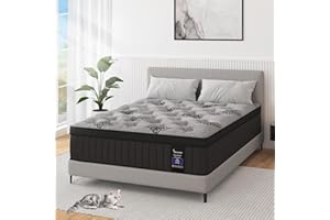 VISCOUNTESS Queen Mattress, 12 Inch Hybrid Mattresses Bed in a Box with Gel Memory Foam & Pocket Spring, Euro Top, Medium Firm for Back Support & Pressure Relief, Motion Isolation, Grey