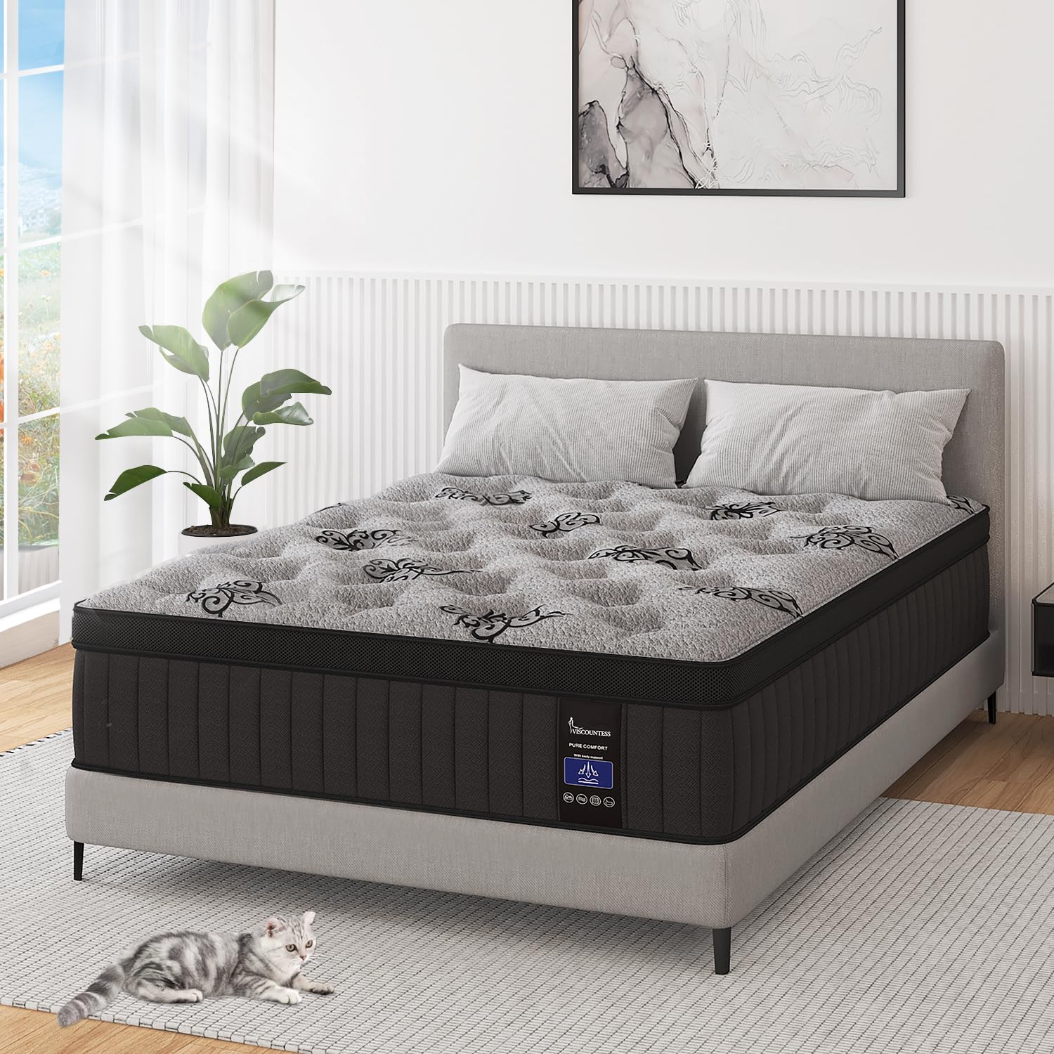 Photo 1 of ** NEW / NO RETURNS** VISCOUNTESS Full Mattress, 14 Inch Hybrid Mattresses Bed in a Box with Gel Memory Foam & Pocket Spring, Euro Top, Medium Firm for Back Support & Pressure Relief, Motion Isolation, Grey