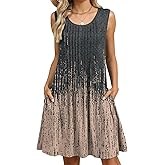Summer Floral Dresses for Women 2025 Loose Beach Vacation Casual Crew Neck Sleeveless Sundresses Tank Dress with Pockets