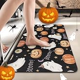 Nesphy Halloween Bath Mat, 17x30 Inches, Cute Ghost Pumpkin | Pumpkin for Bathroom Quick Dry and Super Absorbent Bath Mat Rug Non Slip Rubber Backing Floor Rug for Kitchen Bedroom Indoor
