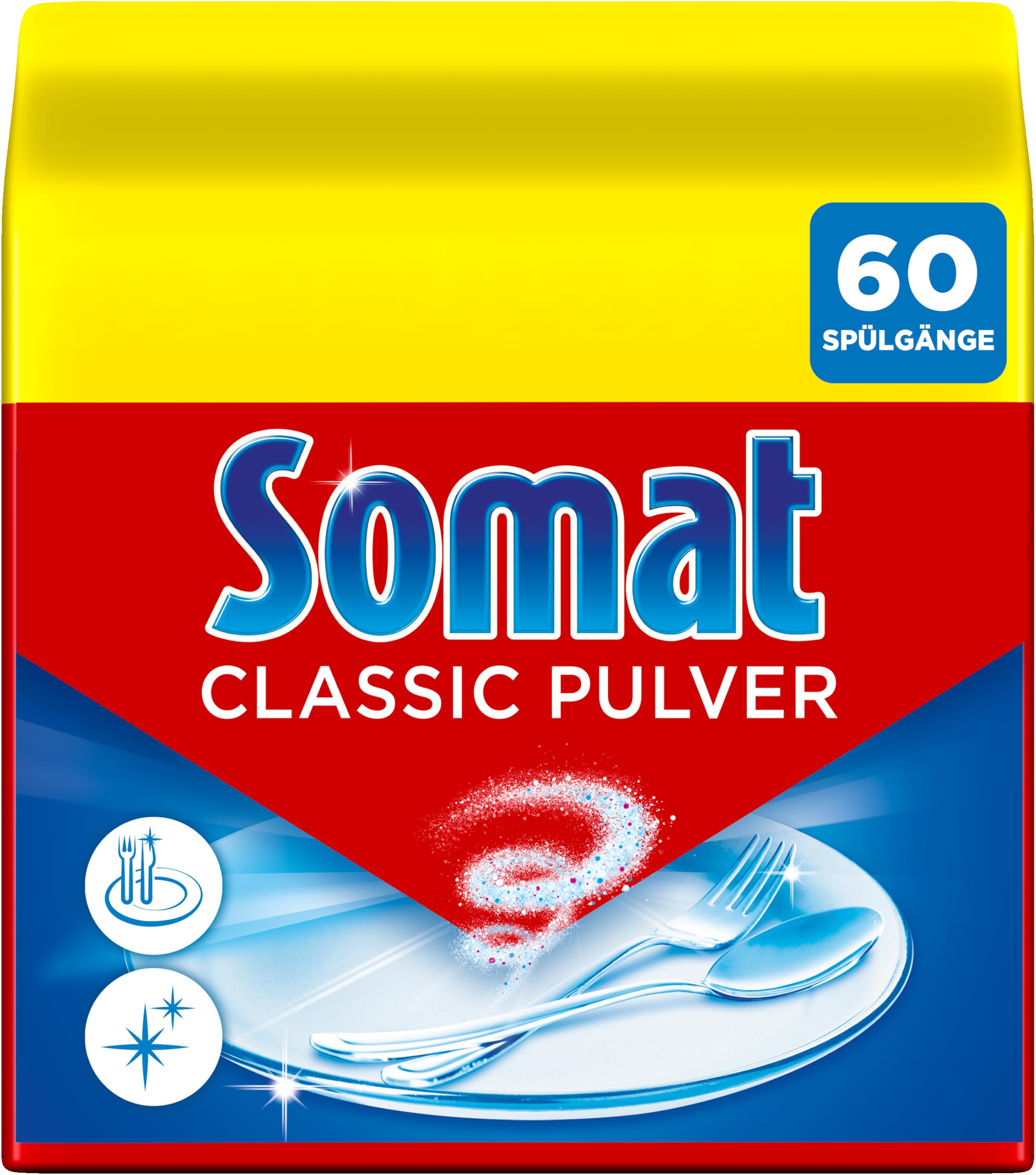 Somat Pulver Classic (60 Spülgänge), Spülmaschinenpulver für die tägliche Reinigung auch im Eco-Programm, Spülmittel Pulver verleiht brillanten Glanz und strahlend sauberes Geschirr