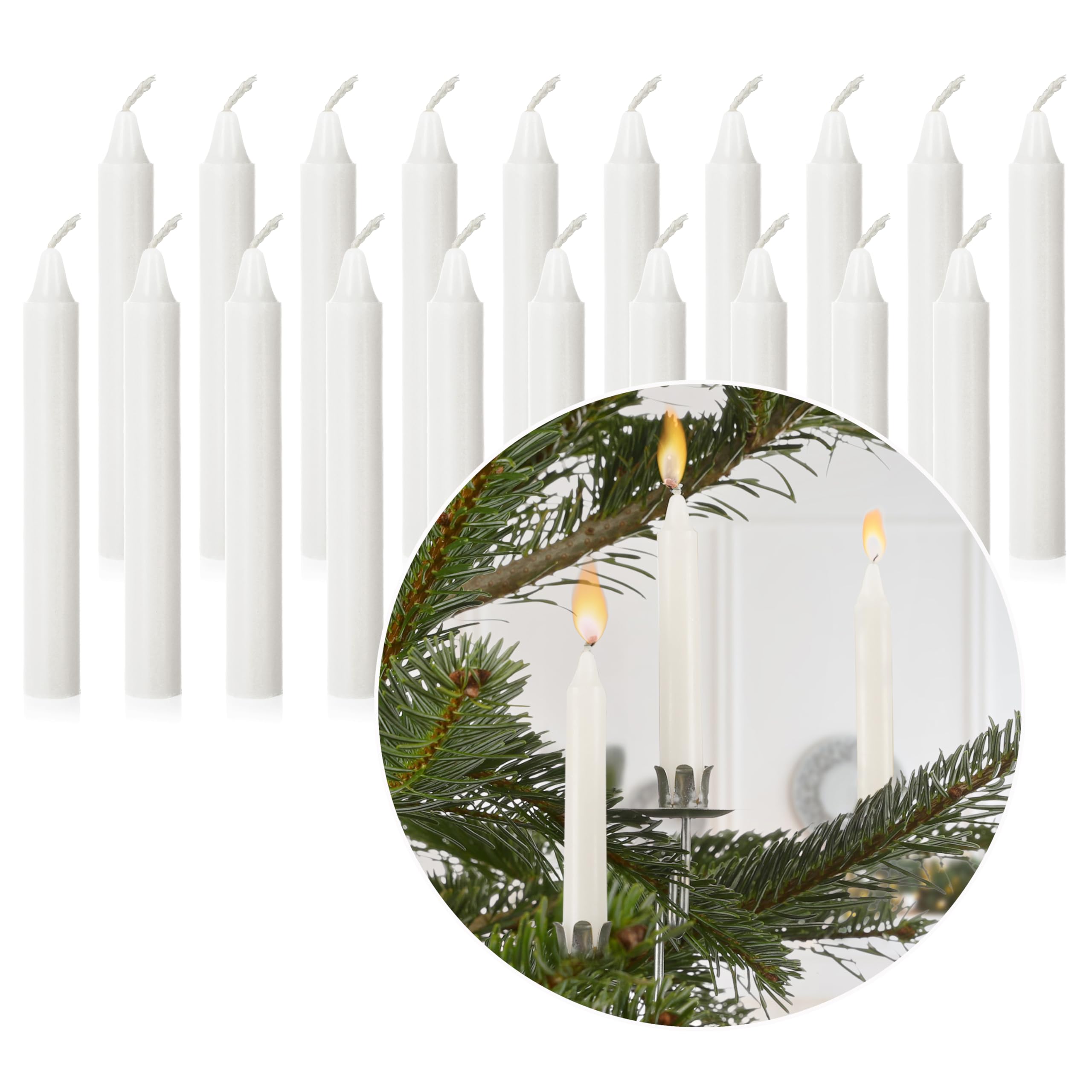 Nordstern Tree Candles White Pack of 20 - Christmas Tree, Pyramid or Birthday Train - Classic Pyramid Candles 10 x 1.25 cm