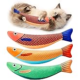 Potaroma Cat Toys Saury Fish, 3 Pack, Catnip Crinkle Sound, Soft and Durable, Interactive Kitten Kicker for Indoor Kitty Exer
