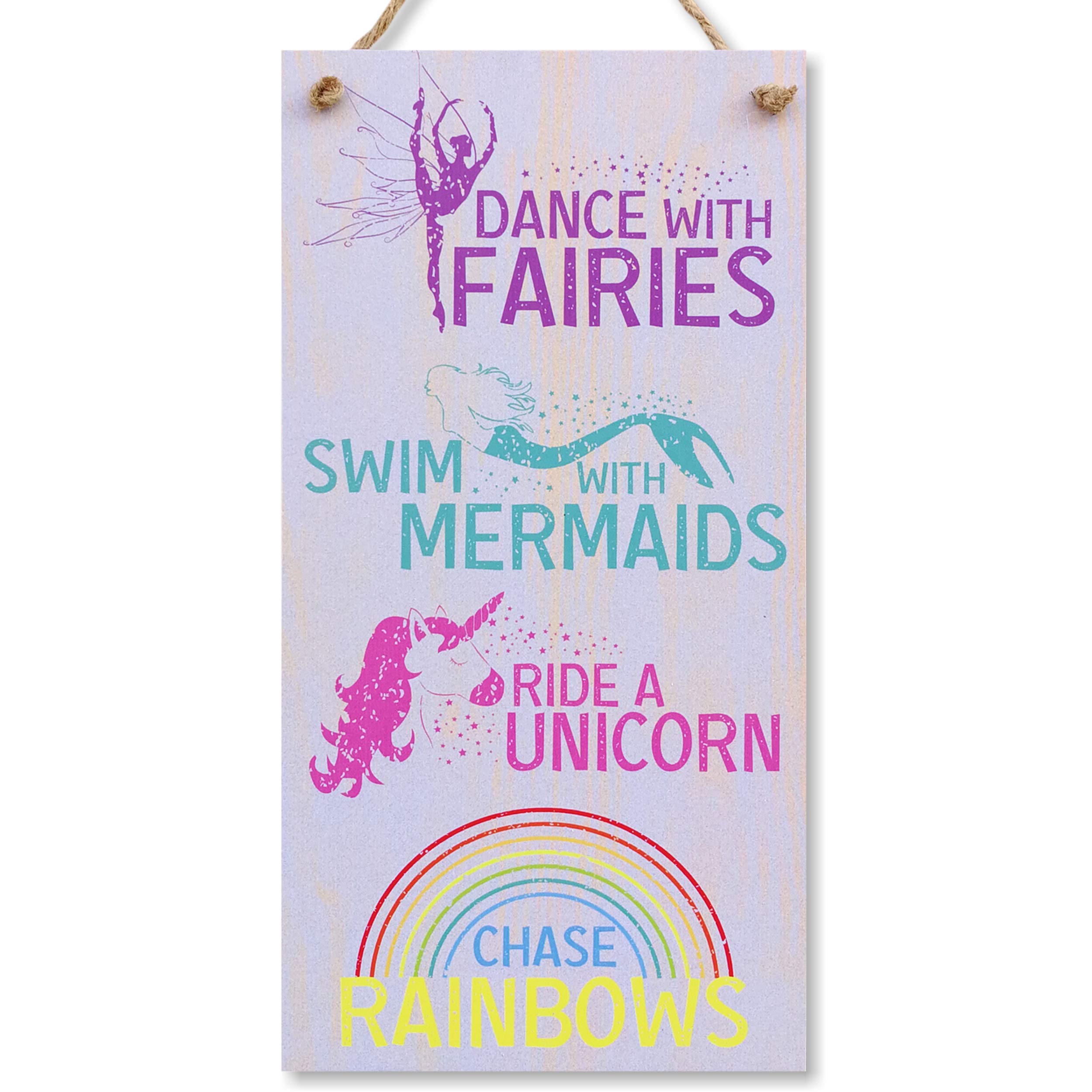 CARISPIBET Dance with fairies chase a rainbow! | home decor, signs for children's room, fantasy, wall art 12x6''