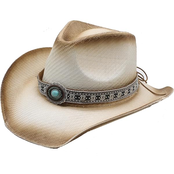 Amazon.com: Straw Cowboy Hat Western Style Shapeable Wide  display picture 2