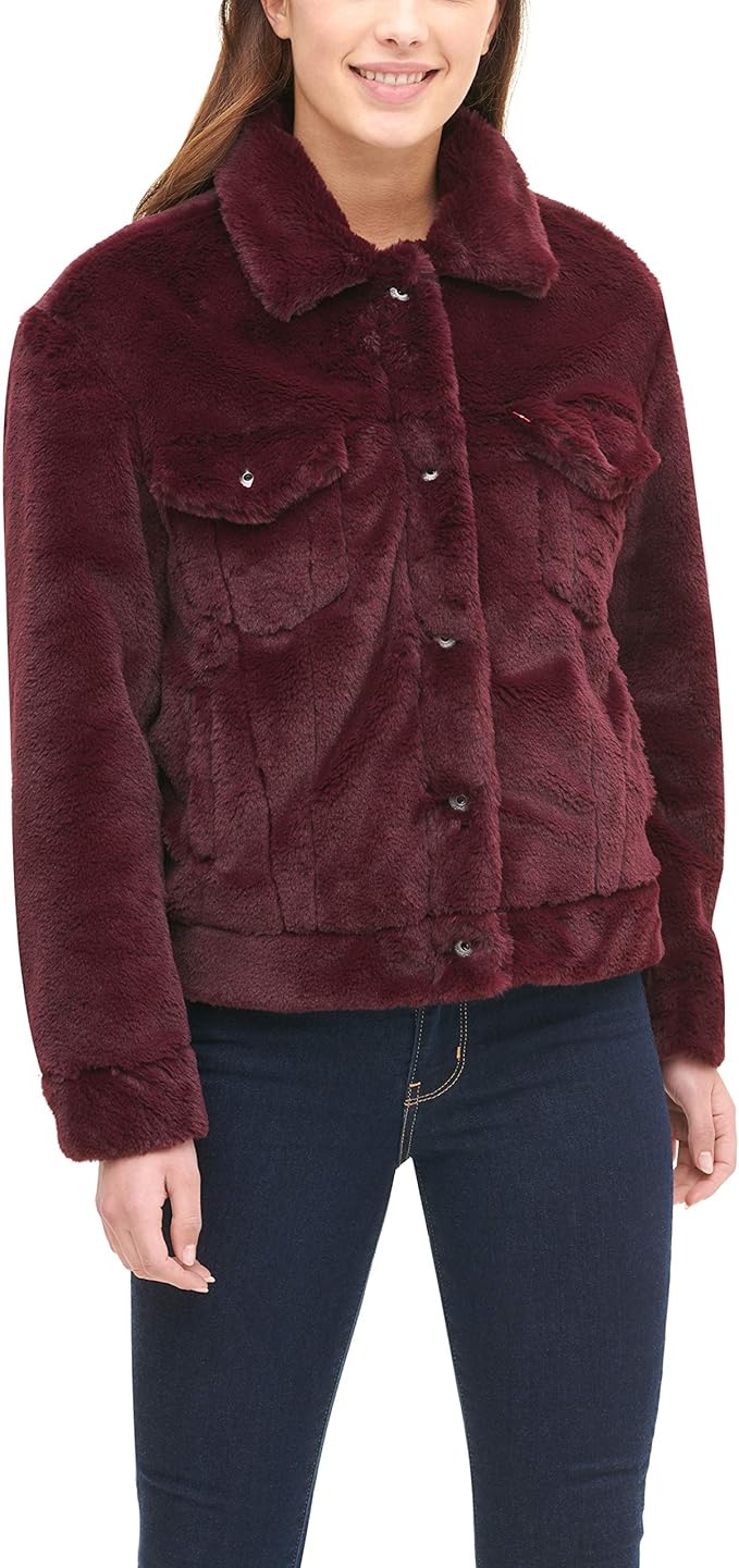 levi's faux fur trucker denim jacket