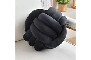 LUSJNGE Black Decorative Throw Knot Pillow Ball for Home Chair Sofa Aesthetic Round Velvet Knotted Pillow Cushion 11 inch