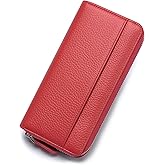 SCHLATUM RFID Blocking Womens Zipper Wallet Leather Large Capacity Billfold Clutch Zip Around Wallets for Women