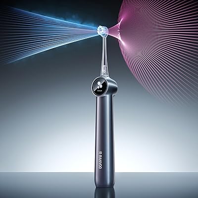 RANVOO AirJet X5 [Maximale Interdental-Reinigung] Next-Gen AirJet™ Elektrische Zahnbürste, 100% Plaque-Entfernung, sensibles Zahnfleisch & Zahnspangen, wiederaufladbar, 3 Bürstenköpfe, Dunkelgrau