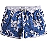 maamgic Mens Swim Trunks Retro Swim Shorts 4 Way Stretch with Mesh Vintage 80s 90s Quick Dry Swimsuits Board Shorts