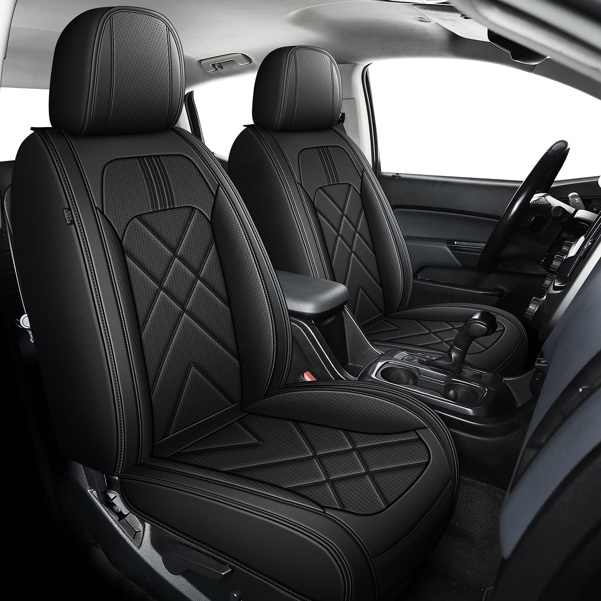 Photo 1 of AOMSAZTO Seat Covers Custom Fit for 2015-2022 Chevrolet Chevy Colorado/GMC Canyon Crew Cab Z71 LT ZR2 Breathable Leather Truck Car Seat Covers Full Set (Black)