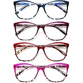 EYEURL Reading Glasses for Women,4-Pack Ultra-Light Slim Frames Blue Light Glasses,Spring Hinge Fashion Pattern Print Blue Light Readers for Women(Multicolor, 2.5x)