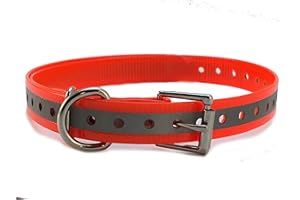 SPARKY PET CO Replacement Strap for Garmin Collars - 3/4" Wide Ultra-Durable Dog E-Collar Replacement for Training, Bark, Shock, Electric, and GPS Collars - 28" Adjustable LengthGarmin (Reflective Neon Orange)
