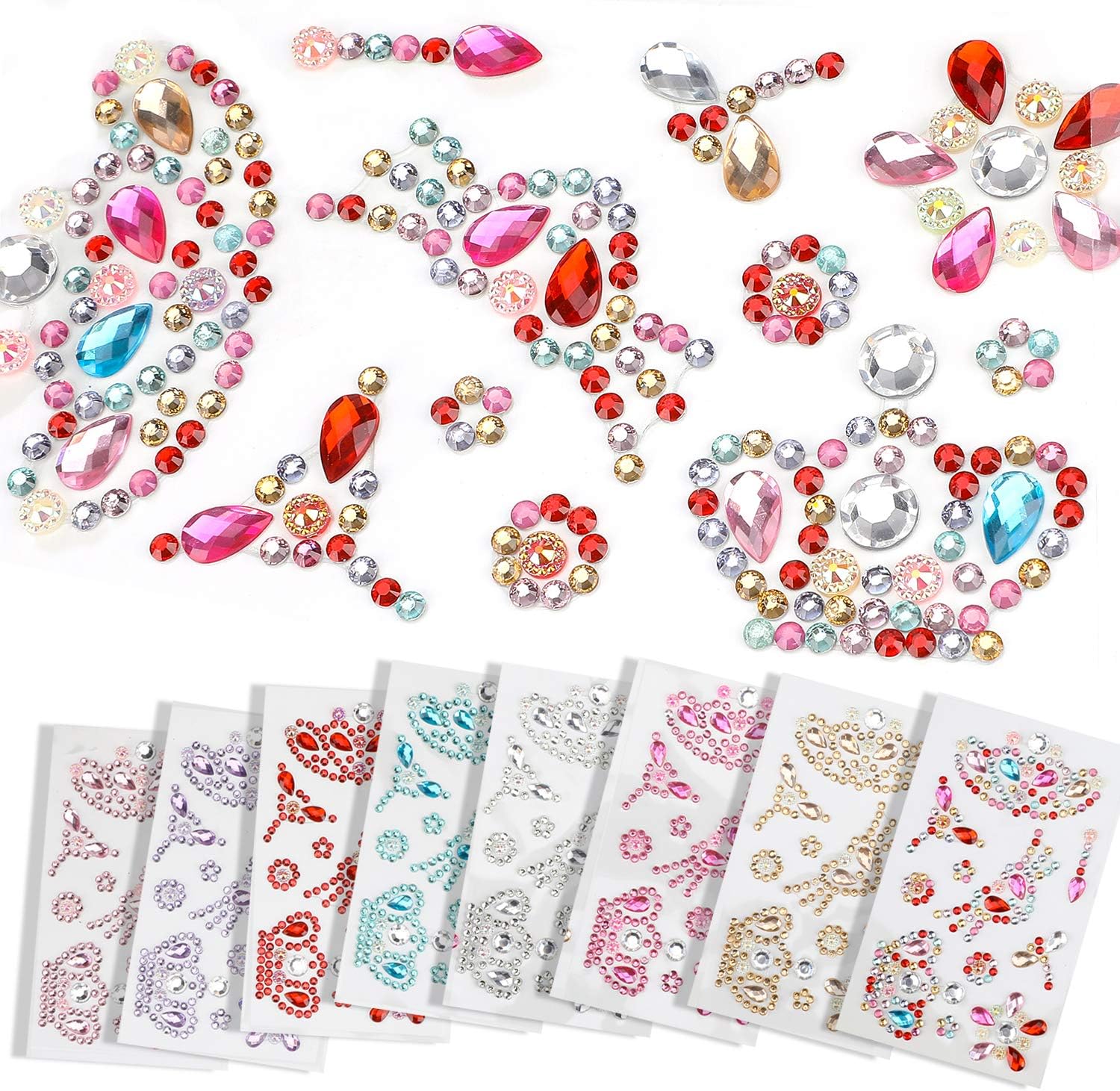 Hifot SelfAdhesive Craft Jewels 8 Sheets, SelfAdhesive Rhinestone
