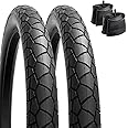 YUNSCM 2-PCS 26" Road E-Bike Fat Tires 26x3.0/76-559 60TPI and 26" Heavy Duty Fat Bike Tubes Schrader Valve with 2 Rim Strips Compatible with 26X3 26 x 3.0 E-Bike Bicycle Tires and Tubes (Y-467)