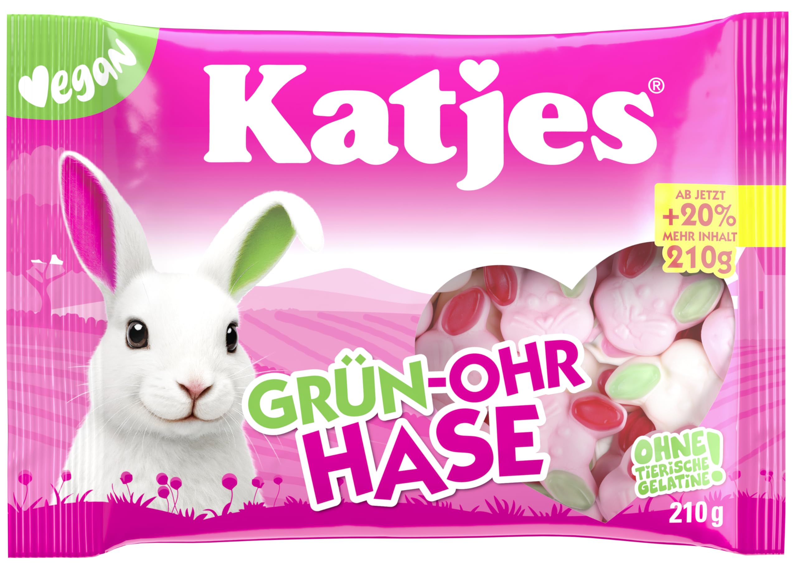 Katjes Grün-Ohr Hase Vorratspack – Schaumzucker mit Fruchtgummi – in Häschen-Form, Vegan, Halal, 14 x 210g 2